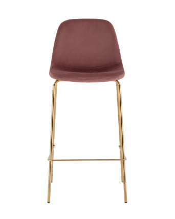 Стул барный Валенсия SN золотые ножки велюр Пыльно-розовый_1