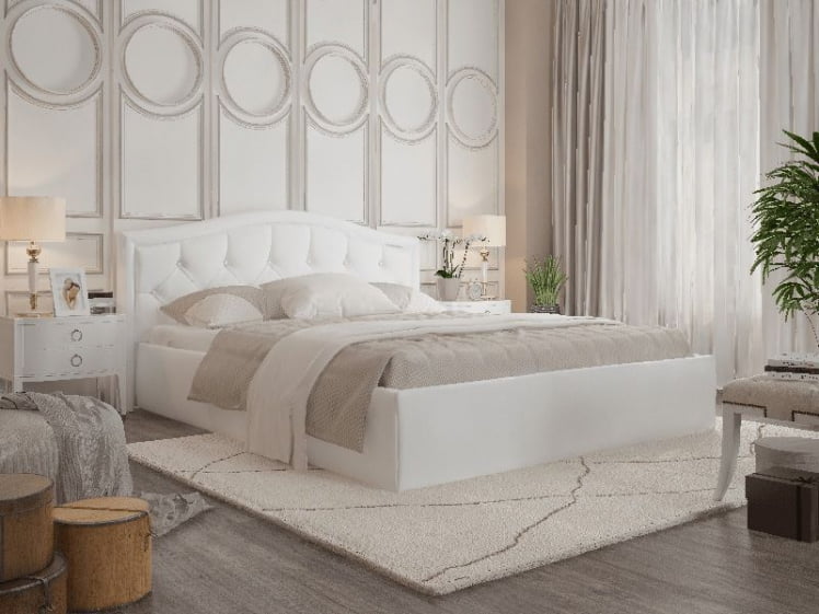 Кровать Стелла, 1600*2000 мм, искусственная кожа Вега вхите, белый / Vega white,_2