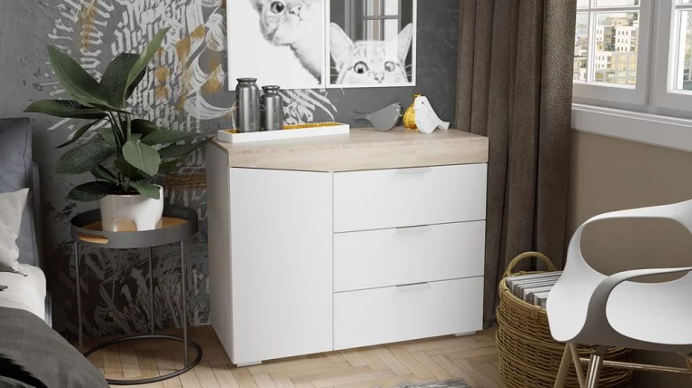 Комод тип 1 Дуб Сонома/Белый Ясень_2