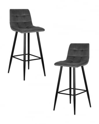 Стул барный ДОБРИН НИCОЛЕ (черные матовые ножки, темно-серый велюр (108-91)) 2 шт / DOBRIN NICOLE_0