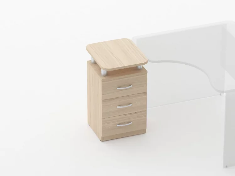 Тумба приставная на 3 ящика с проставками Глассй 3.10.17 Дуб молочный / Glassy_1