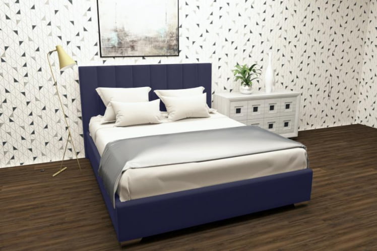 Мягкая интерьерная кровать Терра с ортопедическим основанием Цвет фасада: Синий; Материал фасада: Металл/Велюр; Спальное место: 900х2000 мм_0