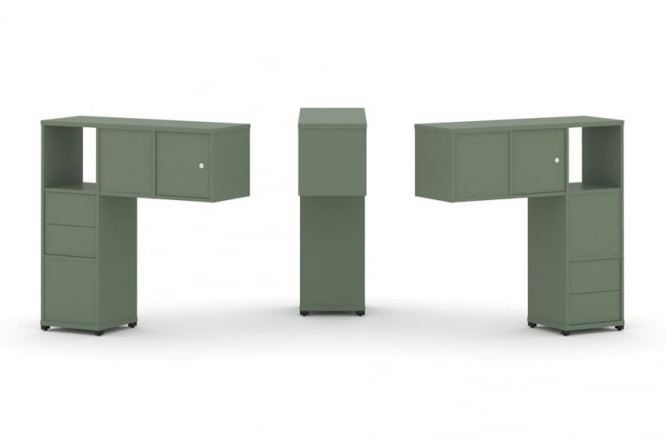 Надставка на стол низкая двухсторонняя + задняя стенка (4 шт.) + блок с 2-мя ящиками (2 шт.) + распашной фасад (2 шт.) CОНCЕПТ CН.ДНН-004 Кобо Черный металл / CONCEPT CN.DNN-004_0