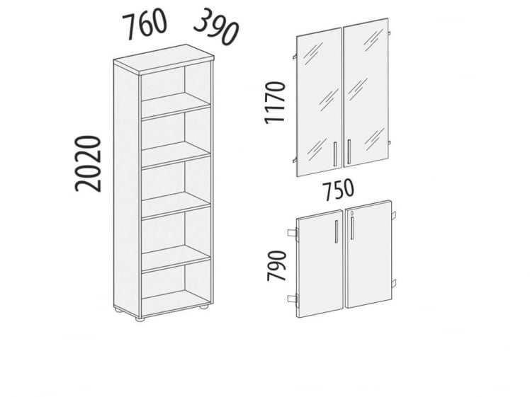 Стеллаж закрытый Альфа 63 133 Дуб Кобург_4