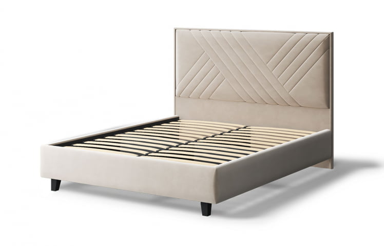 Кровать МИРА 2000*1600мм (на опорах), велюр Бренди лайт 03 (бежевый), (б/основания, б/матраса)_1