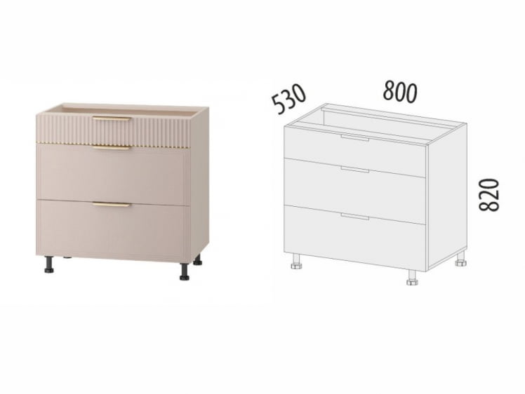 Напольный шкаф (3 ящика с системой плавного закрывания) Флоренция 107.92_6