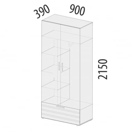 Шкаф для одежды с полками и штангой Денвер 401.02_4