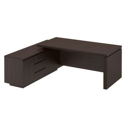 Стол руководителя на опорной тумбе MARK МК 136 правый Дуб валенсия_0