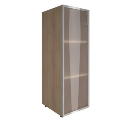 Шкаф книжный средний со стеклом в раме без топа YALTA LT-SU 2.4R Снежная Платина_0