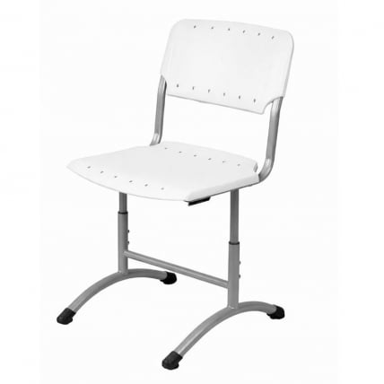 Стул ученический регулируемый (рост 5-7) 460х530 мм Пластик Белый/Металл Серый_0