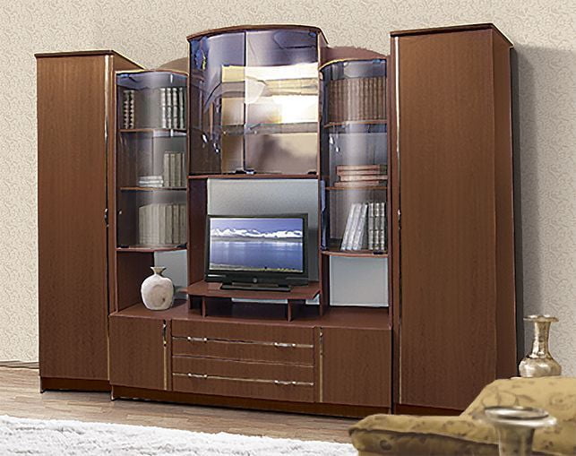 Стенка Александра 6 ЛДСП с молдингом, Орех Мария Луиза_0