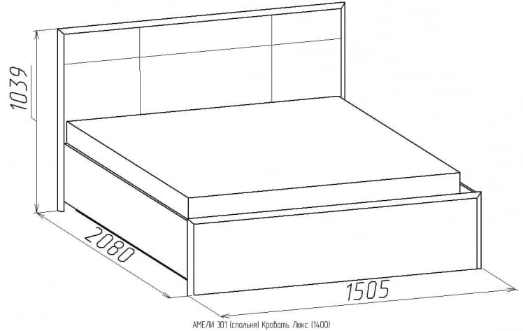 Кровать АМЕЛИ 1400 Люкс 301 с основанием дерево (венге)_1