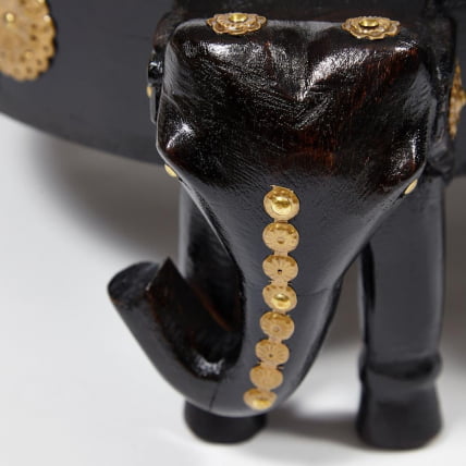 Столик Secret De Maison 3 SLONA ( mod. ND-005) дерево манго/латунная чеканка, Dia 48. В 19 см, этническая роспись_3