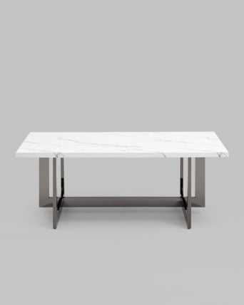 Журнальный столик Нэйтан 122*61 белый мрамор сталь Темный хром_4