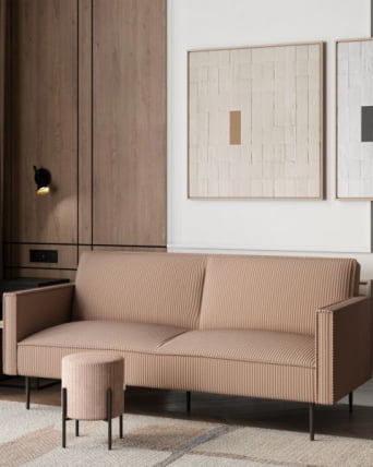 Диван прямой Кассель велюр рельефный бежевый_7