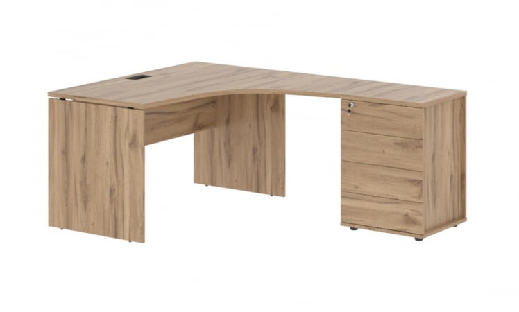 Стол эргономичный с тумбой правый EDIS EDCET 1318 R Дуб Денвер светлый Черный_0