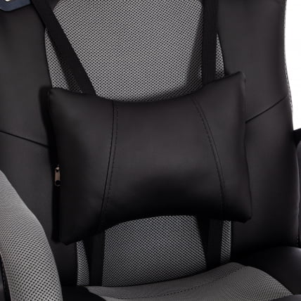 Кресло DRIVER (22) кож/зам/ткань, черный/серый, 36-6/TW-12_8