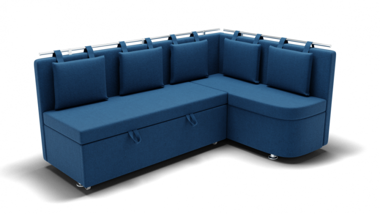 Кухонный диван Париж-1 угол левый/правый (ЗР) Цвет фасада: Синий; Тип: Левый/правый; Материал фасада: Металл/Велюр_0