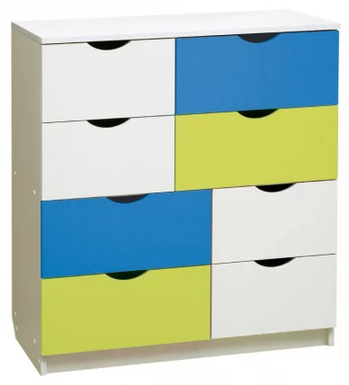 Комод с 8-ю ящиками Радуга Белый/Ярко-розовый/Светло-розовый_0