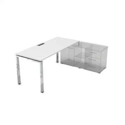 Стол рабочий, прямолинейный три опоры, правый GLOSS LINE НСТП-П.974 Белый Премиум_0