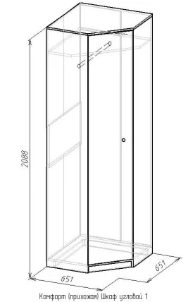 Шкаф угловой 1 Комфорт Дуб Сонома (прихожая)_1