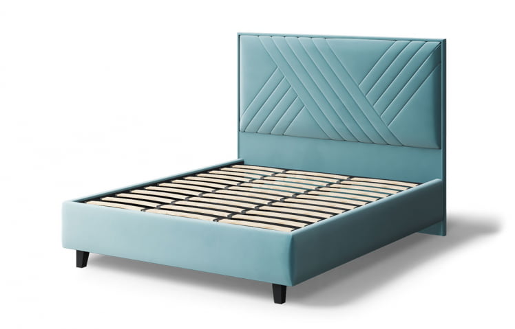 Кровать МИРА 2000*1400мм (на опорах), велюр НЕО 22 (бирюзовый), (б/основания, б/матраса) / NEO_2