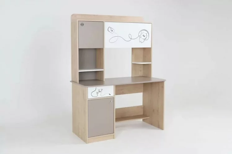 Стол компьютерный Котофей Дуб Ирландский Мокко Белый_3