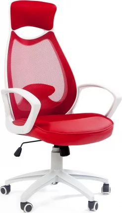 Кресло для руководителя CHAIRMAN 840 white  Комбинированный красный_0