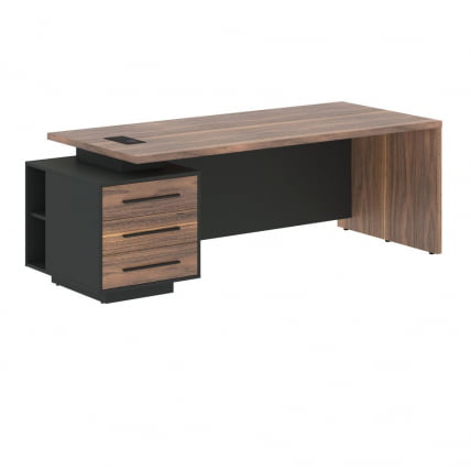 Стол руководителя левый VELION VENEER VRCT 2290 L Американский орех Яшма черная_0