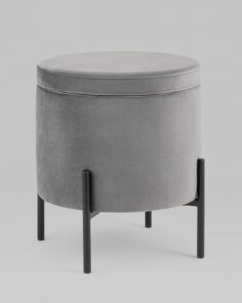 Пуф Грейс с ящиком велюр Серый_4