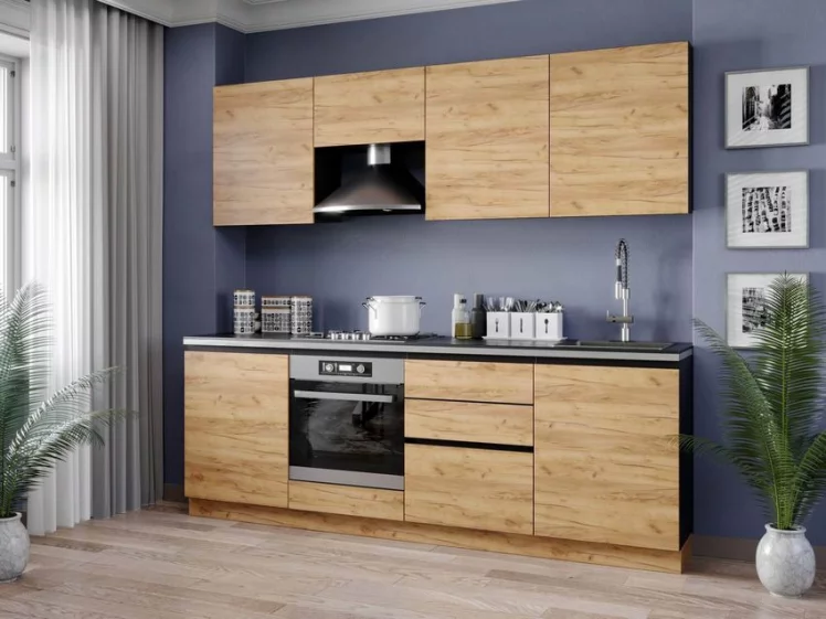 Шкаф кухонный антресоль 600 Шервуд ЛД 281.230.000.184 Черный Дуб золотой_2