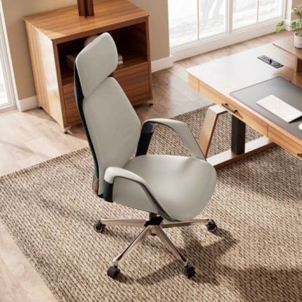 Эргономичное кресло руководителя Eureka OC07 SERENE (Nappa кожа), белое_10