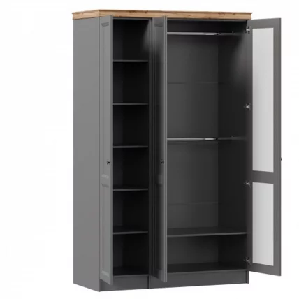 Шкаф трехстворчатый с карнизом Амели №10 Оникс серый_2