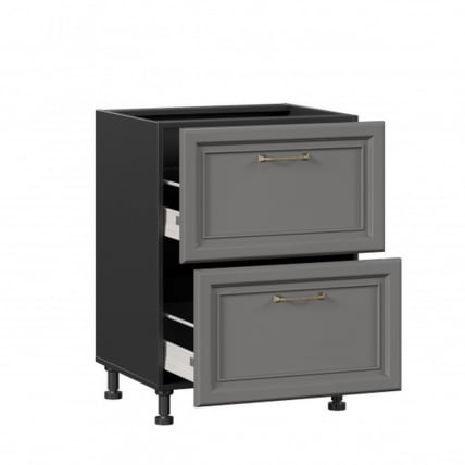 Тумба кухонная 600 с 2 ящиками ЛЮКС (4) Джелатто ЛД 241.900.000.163 Черный Оникс серый_1