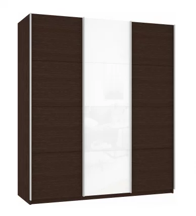 Шкаф-купе трехдверный Прайм 1800 ДСП/Белое стекло/ДСП Венге_0
