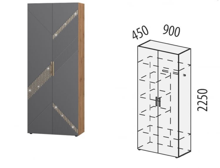 Шкаф для одежды с полками и штангой (лев/прав) Монако 402.02_4