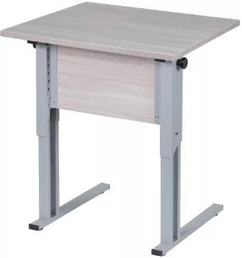 Парта одноместная рост 3-7 прямые углы Белая ЛДСП/Серая кромка/Металл Серый_0