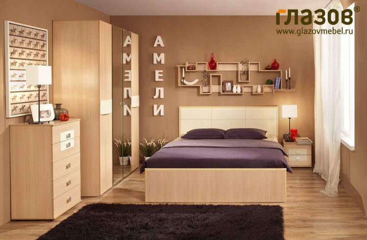 Спальня композиция 3 АМЕЛИ Дуб отбеленный_0