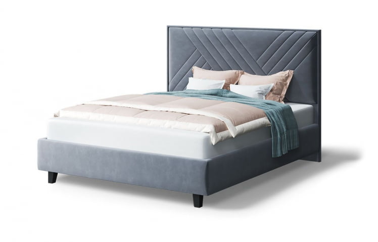 Кровать МИРА 2000*1800мм (на опорах), велюр Бренди лайт 28 (серый), (б/основания, б/матраса)_0