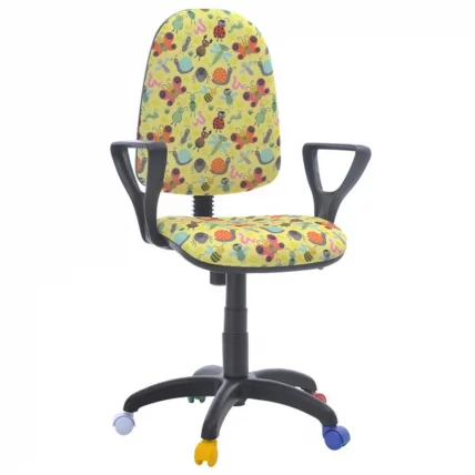 Кресло Престиж KIDS Пчелки Черный пластик Цветные колеса_0