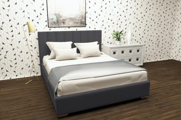 Мягкая интерьерная кровать Терра с ортопедическим основанием Цвет фасада: Светло серый; Материал фасада: Металл/Велюр; Спальное место: 1200х2000 мм_0