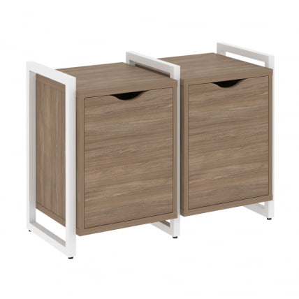 Тумба на регулируемых опорах наборная. Вариант №2 LOFT VR.L-TN-2.O Металл белый Дуб Аризона_0
