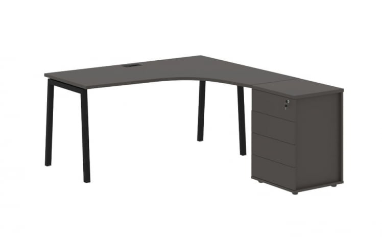 Стол эргономичный с тумбой (правый) ЕДИС ЕЛCЕТ 1518 Р Мокко Черный / EDIS ELCET R_0