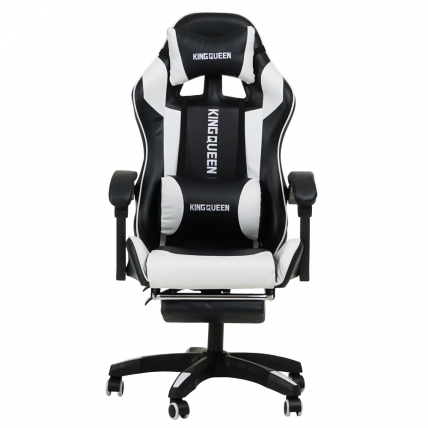 Кресло 1206 KINGQUEEN цвет черный/белый с массажем 1206-black-white-mass_1