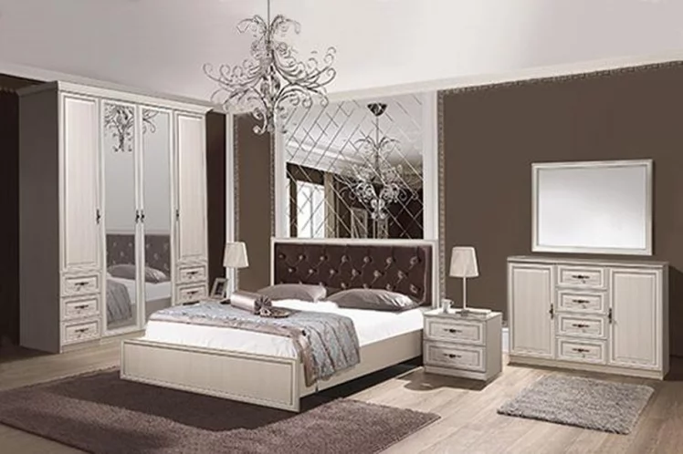 Кровать двойная 1600 Габриэлла 06.02-03 без основания Вудлайн кремовый Аруша венге_1