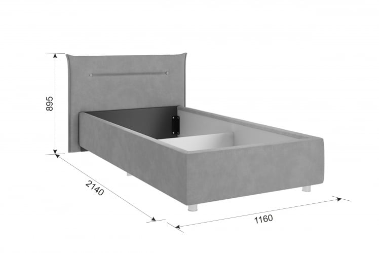Кровать 0.9 Квест с подъем. механизмом ZP.KM0.9-03 галька (велюр)_2