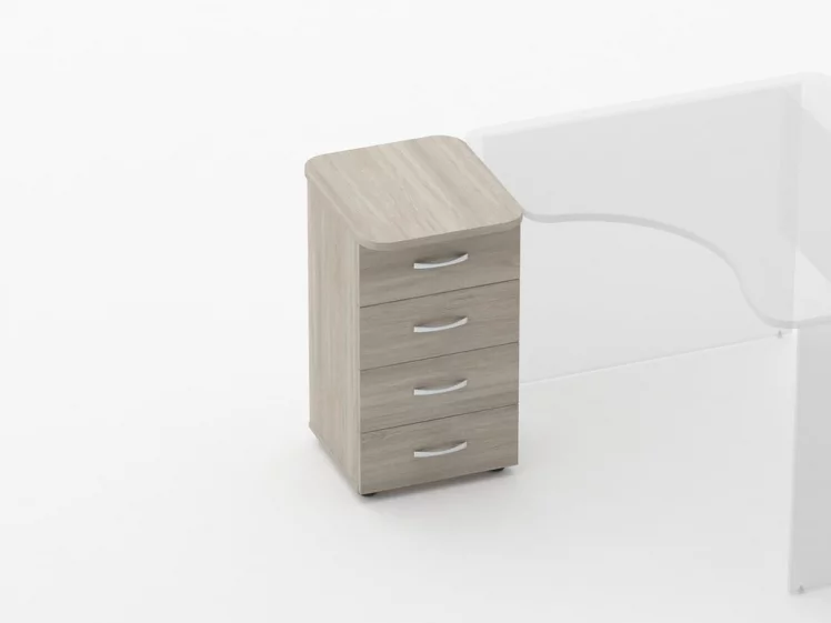 Тумба приставная на 4 ящика Glassy 3.10.11 Дуб сантана светлый_0