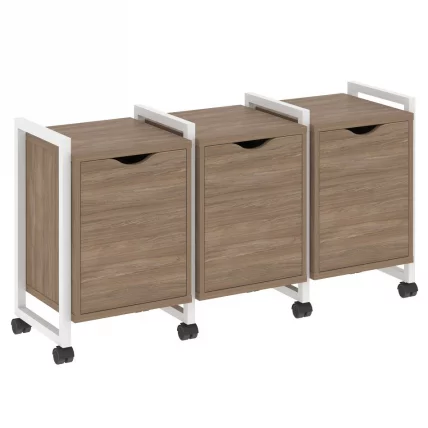 Тумба на колесных опорах наборная. Вариант №5 LOFT VR.L-TN-5.K Металл белый Дуб Аризона_0