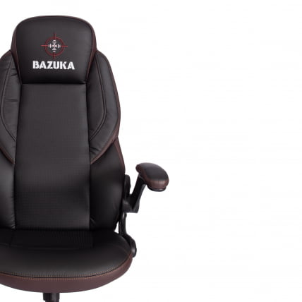 Кресло офисное BAZUKA кож/зам, черный/черный перфорированный/коричневый, 36-6/36-6/06/36-36_5