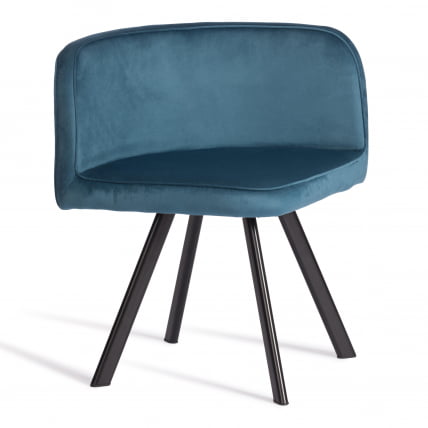 Комплект (стол, 4 стула) QUADRON (mod. PT14) Стол: МДФ/металл, стул: металл/велюр, 100х100х73 см, 69х56х71 см, Blue (синий) HLR62/черный_1